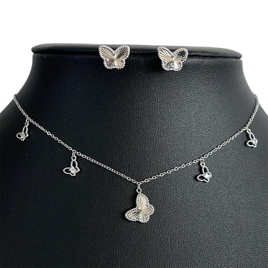 Silver butterfly set